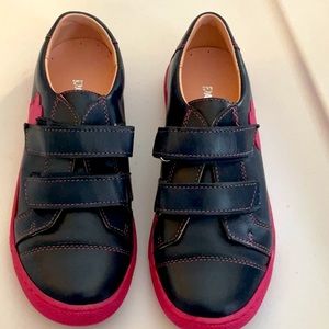 New Blue leather sneaker with flower